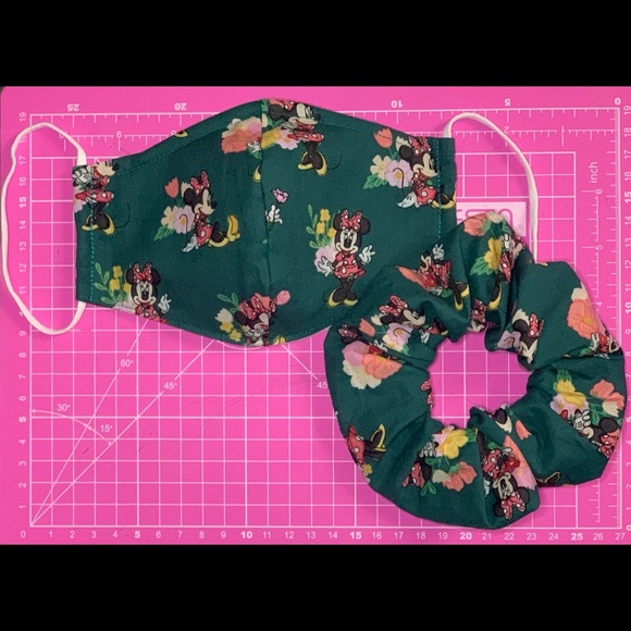 Hand Crafted Accessories - Minnie Mouse Face Mask and Scrunchie set